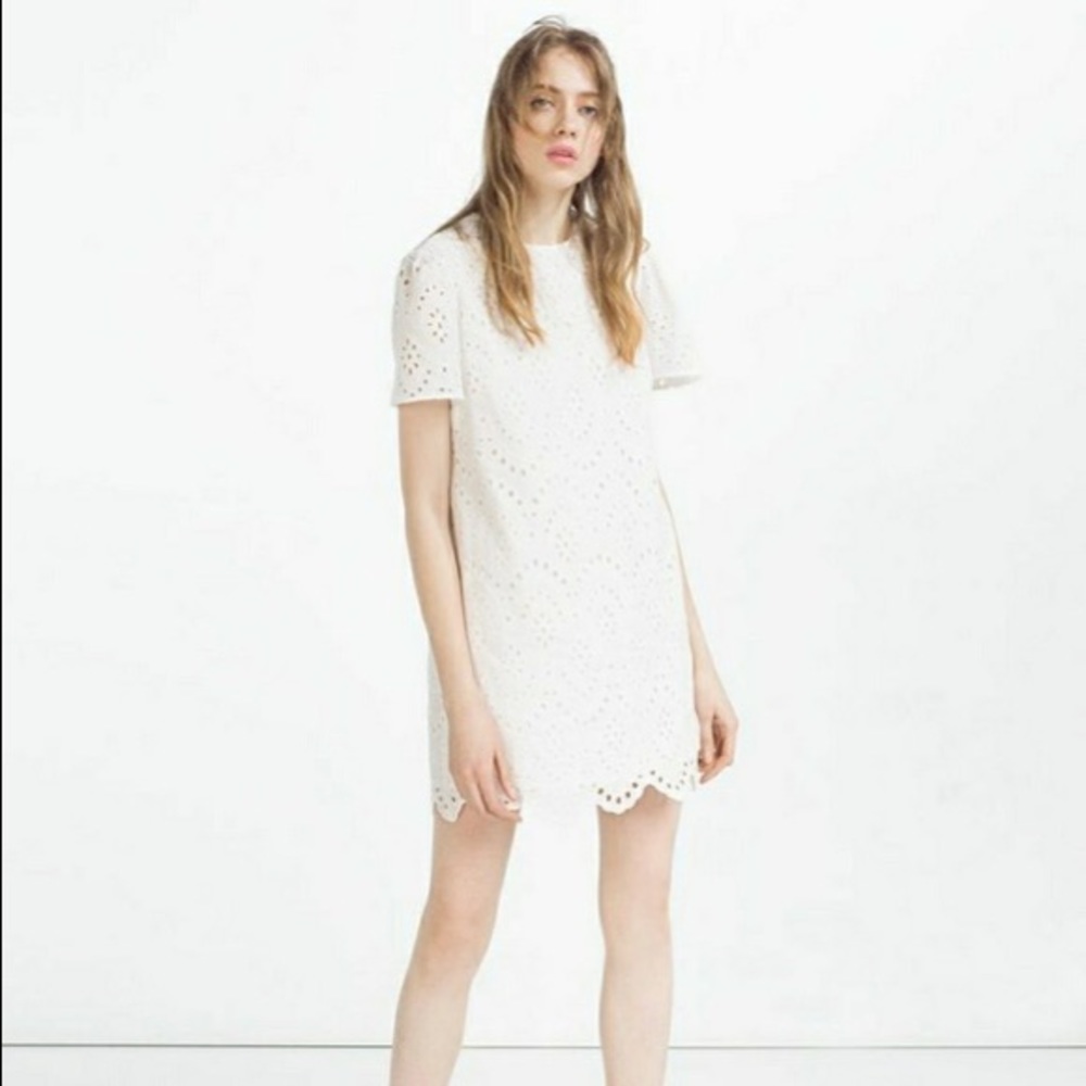 Zara white eyelet mini dress